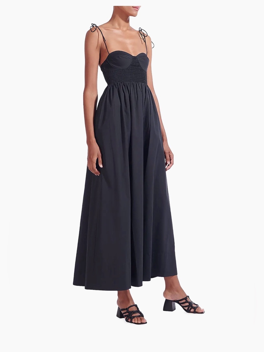 Staud Landry Shoulder-Tie Smocked Maxi Dress NWT $350 size Large